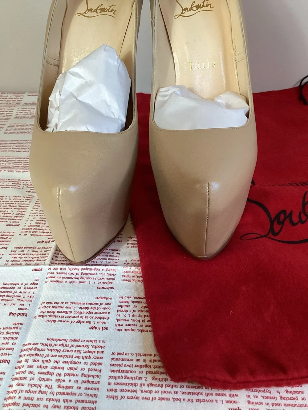 Christian Louboutin Daffodile 160 Kid Leather Beige Platform Pumps EU 38.5